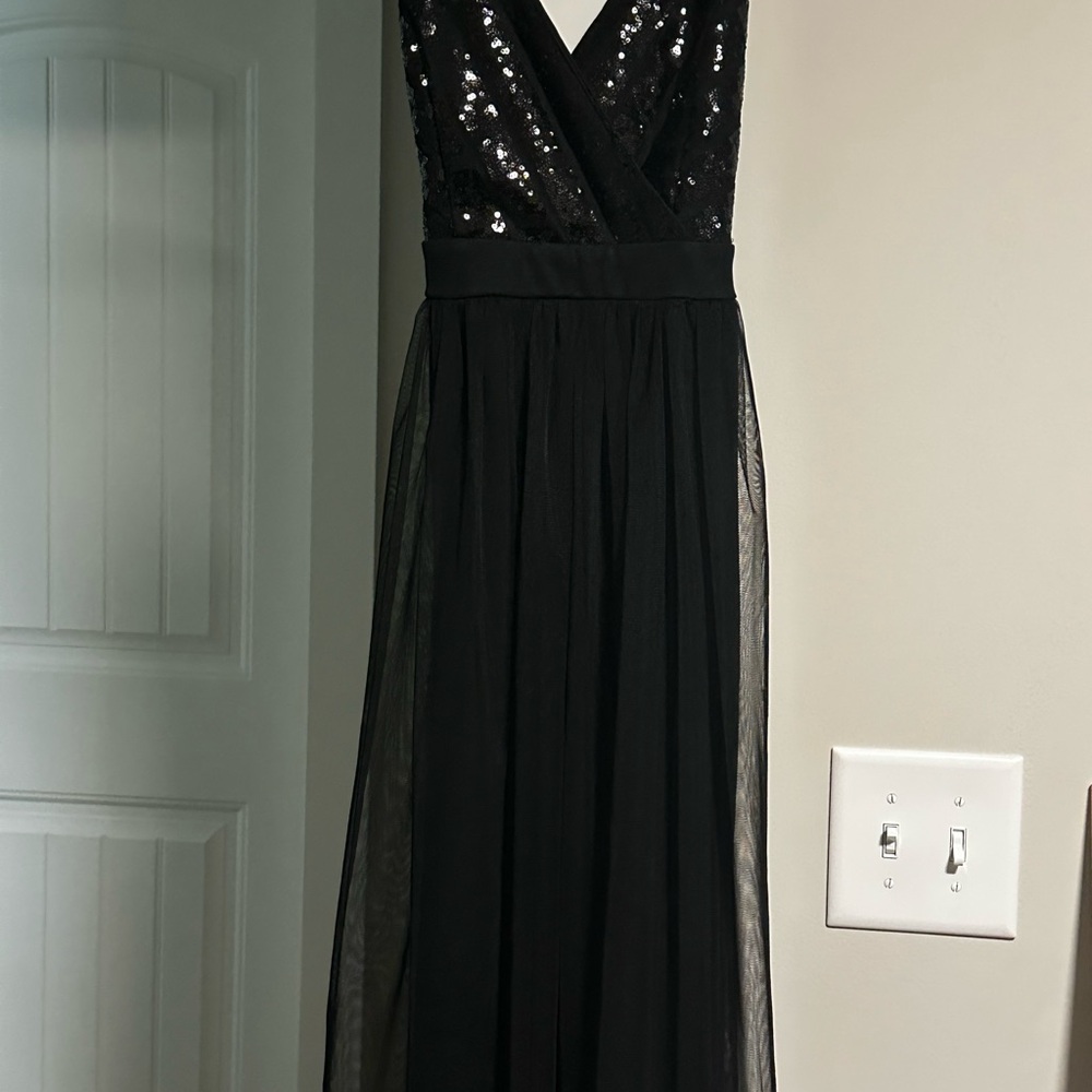 Black Sequin Embellished Maxi Gown